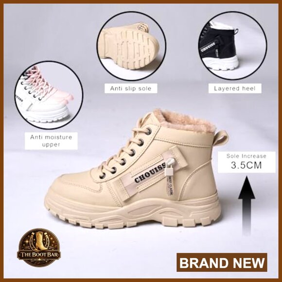 Leather Platform Snow Boots Waterproof Winter Hiking Shoes - Picture 4 of 6